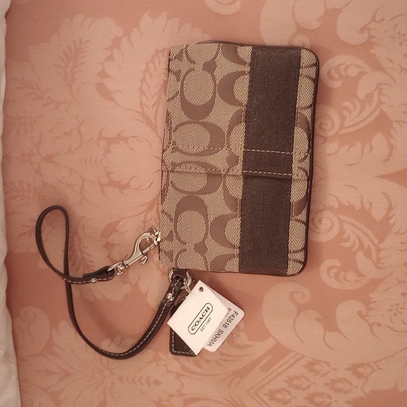 Nwt. Coach Signature C Brown and tan wristlet. - Picture 2 of 6